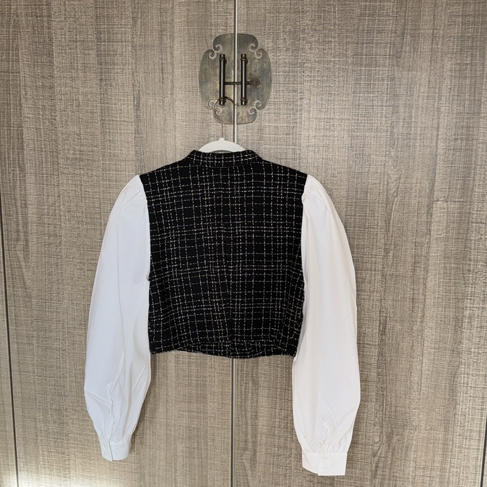 Zara Contrast Textured Check Shirt - Picture 5 of 15